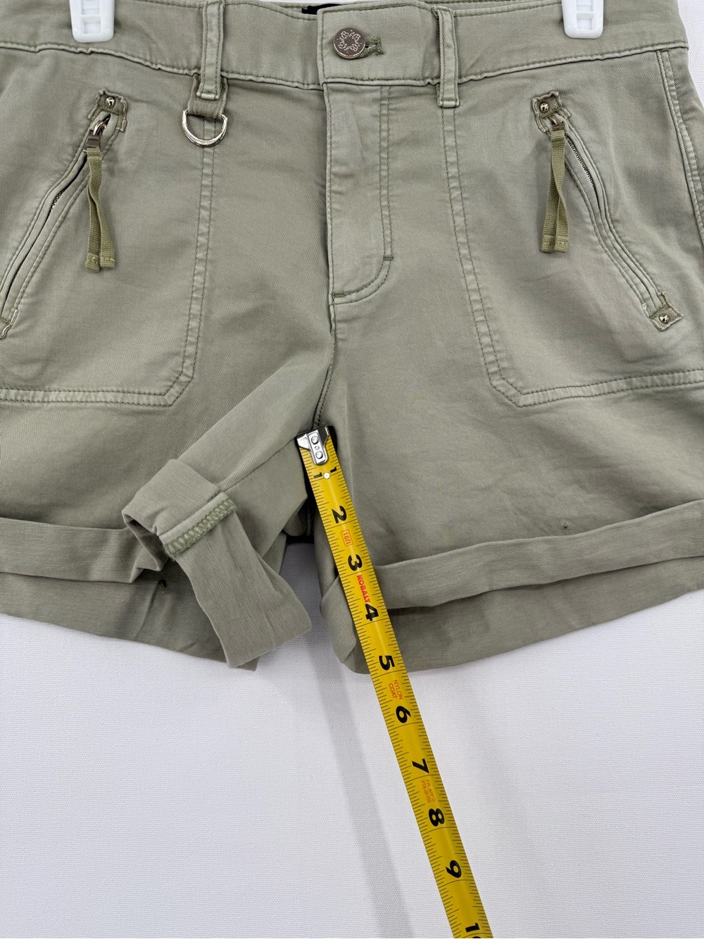 White House Black Market WHBM Olive Green Cargo Shorts Mid Rise Utility 4.5” - Picture 13 of 13